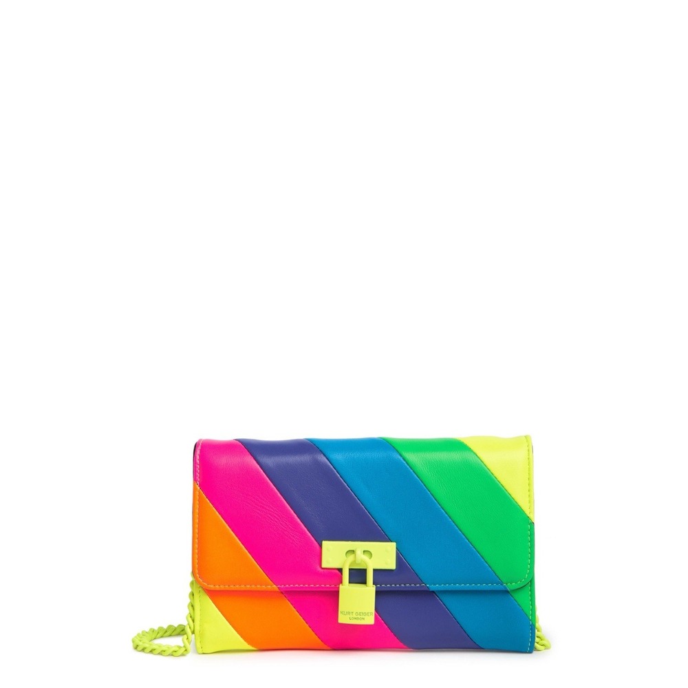 Kurt Geiger London Brixton Chain Wallet Rainbow Leather Crossbody Bag NWT